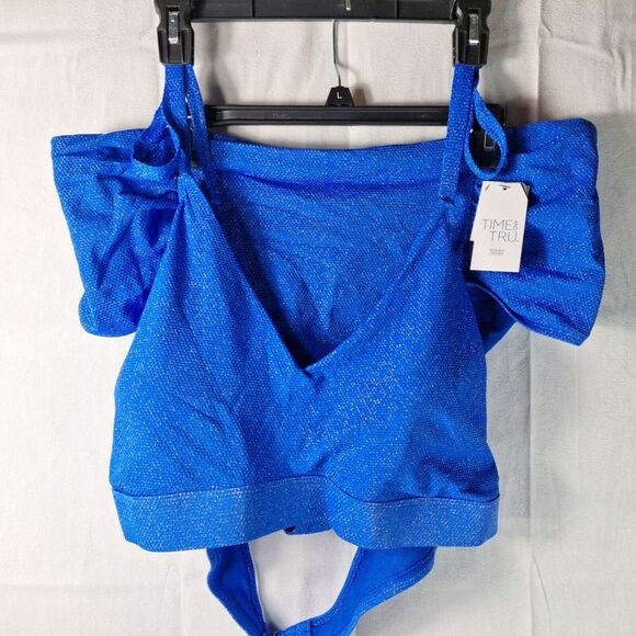 Time and Tru Other - Time & Tru Two-Piece Swimming Suit Womens PLUS Sz 3X (24W-26W) Blue Glitter High
